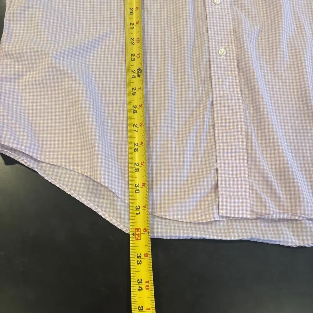 Vtg Brooks Brothers Shirt Mens 17/4 Pink Gray Makers Gingham Plaid USA 6 Button